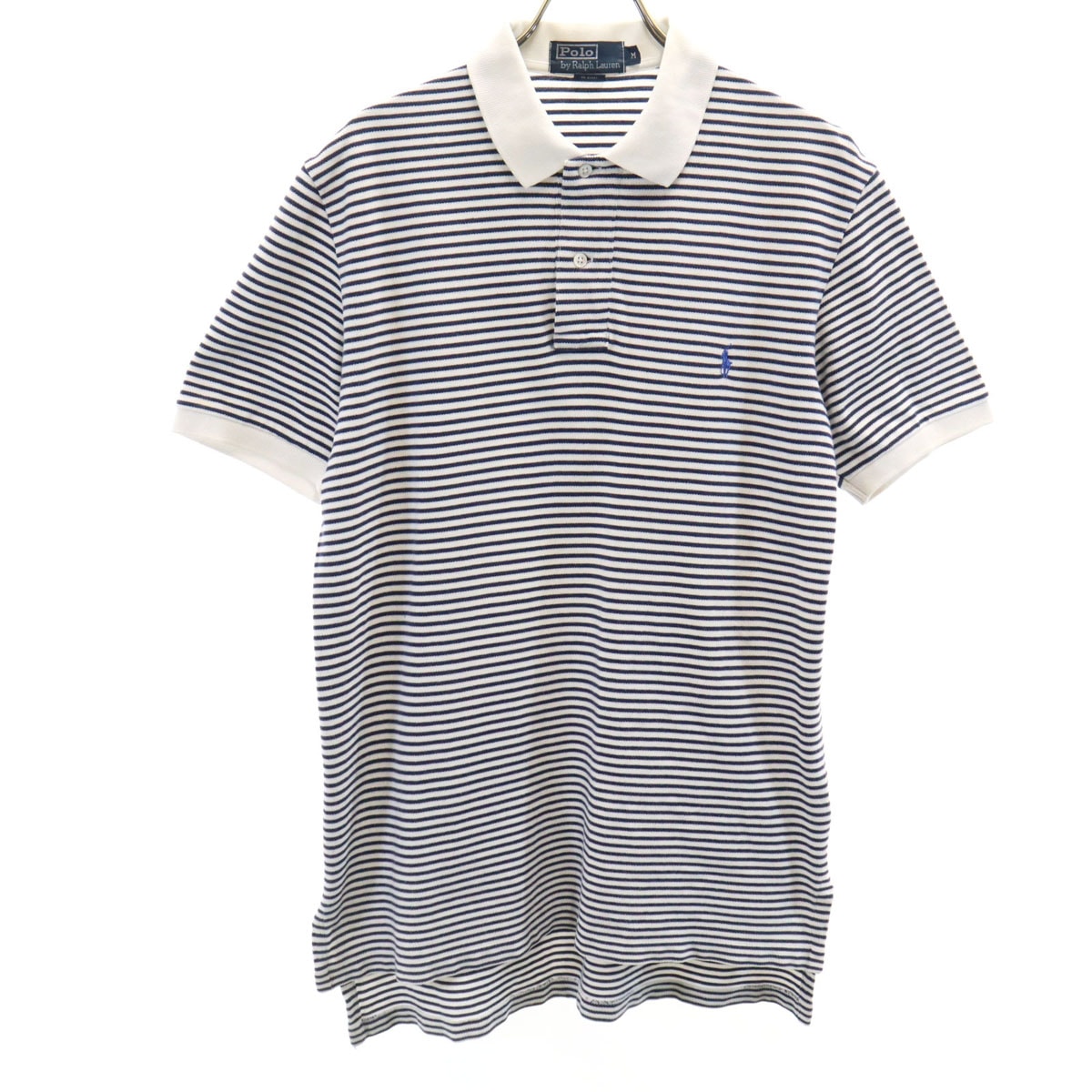 Polo by Ralph Lauren ポロバイラルフローレン ボーダー柄 半袖 ポロシャツ M ホワイト 鹿の子
