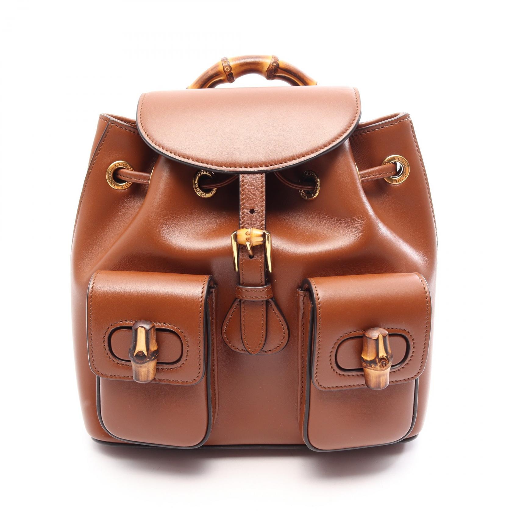 グッチ GUCCI バンブー リュックサック バックパック バッグ レザー レディース ブラウン系 702101 【中古】