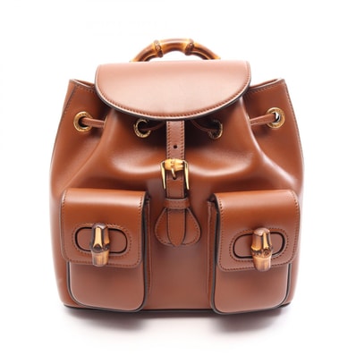 グッチ GUCCI バンブー リュックサック バックパック バッグ レザー レディース ブラウン系 702101 【中古】