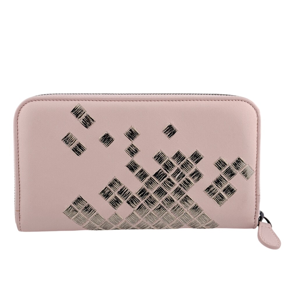 ボッテガヴェネタ BOTTEGAVENETA 長財布 イントレチャート ラウンドファスナー ピンク