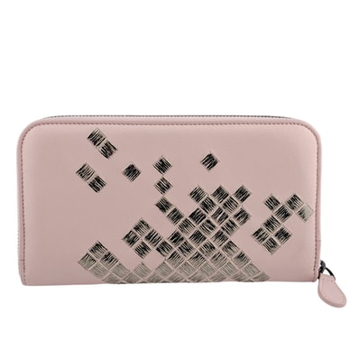ボッテガヴェネタ BOTTEGAVENETA 長財布 イントレチャート ラウンドファスナー ピンク