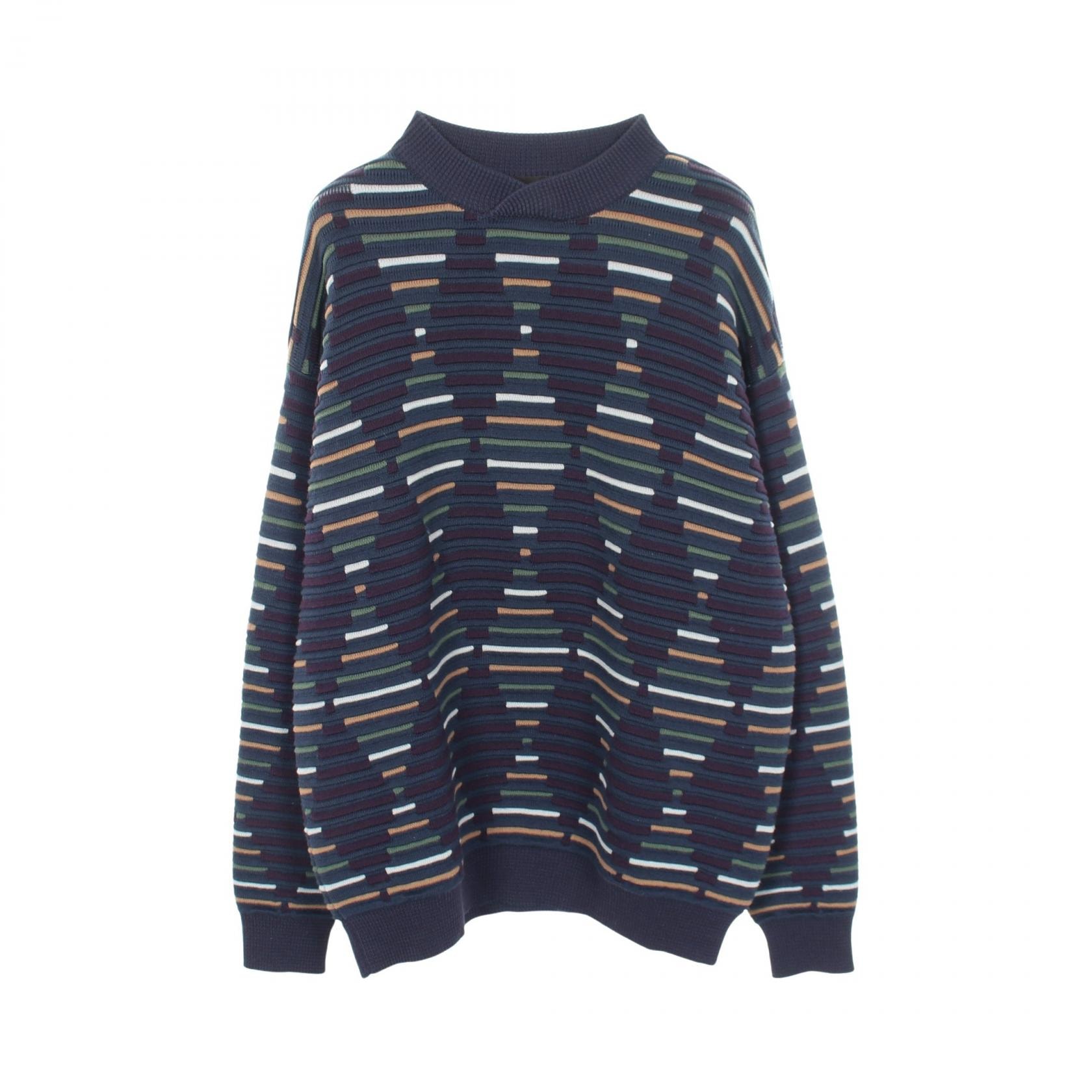ジョルジオアルマーニ GIORGIO ARMANI ひし形 ジャガード セーター 衣料品 トップス ウール メンズ ネイビー系 / パープル系 / マルチカラー 6LSM20 【中古】