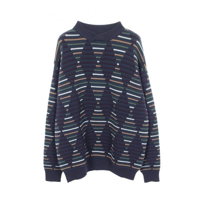 ジョルジオアルマーニ GIORGIO ARMANI ひし形 ジャガード セーター 衣料品 トップス ウール メンズ ネイビー系 / パープル系 / マルチカラー 6LSM20 【中古】