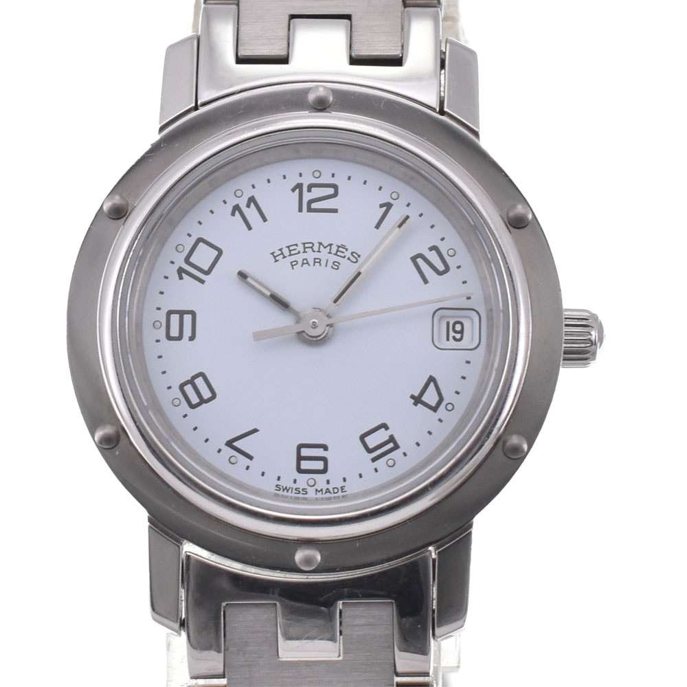 値下 エルメス HERMES CL4.210 クリッパー Dバックル クォーツ レディース 良品 O#145817