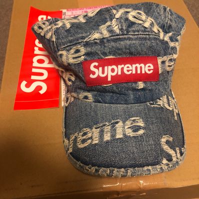 Supreme Frayed Logos Denim Camp Cap "Blue"