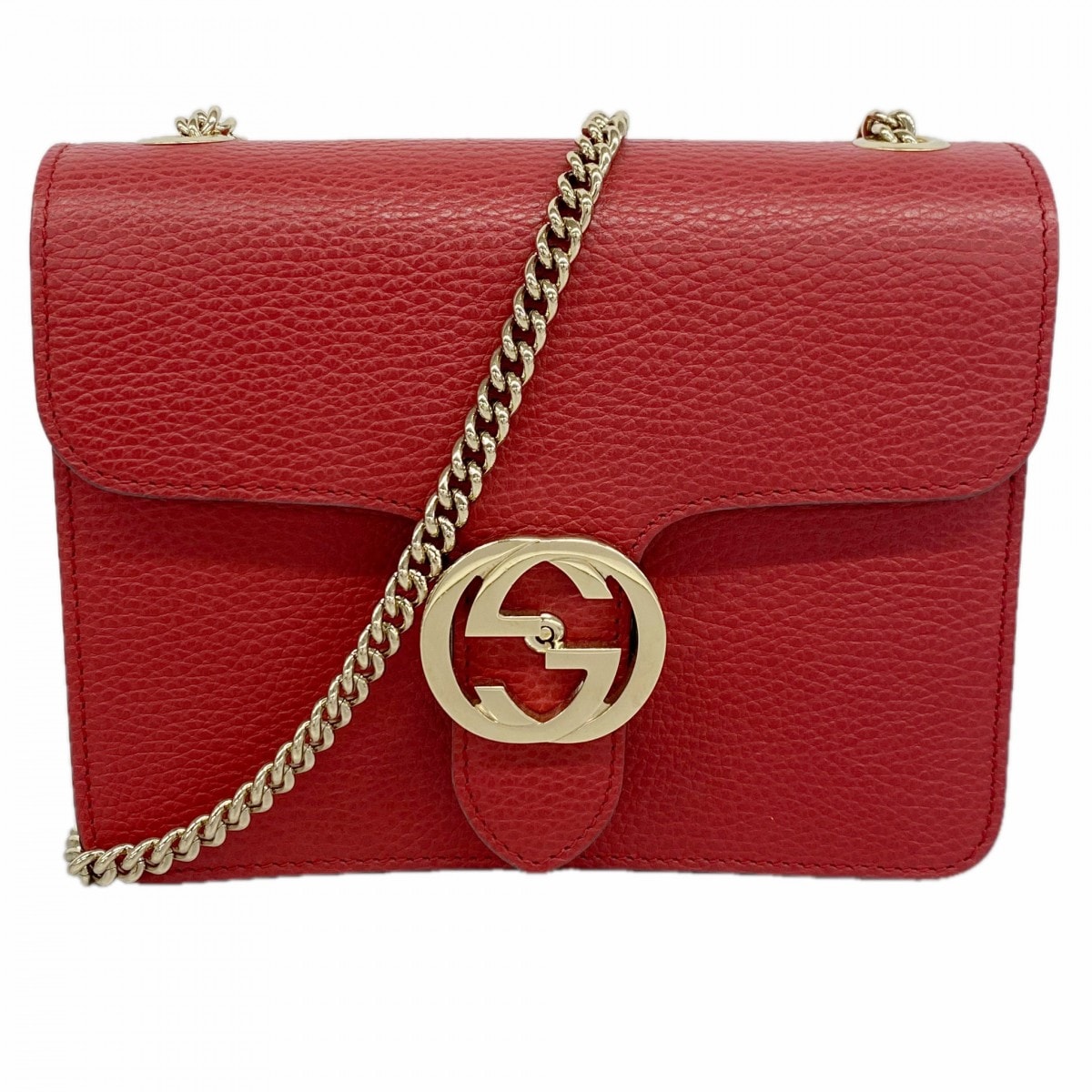 【6ce5989-k】グッチ ショルダーバッグ ソーホー 510304 レザー レッド シャンパンゴールド金具【中古】レディース