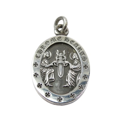 CHROME HEARTS クロムハーツ(原本無) ペンダントトップ ANGEL MEDAL OVAL オーバル エンジェル メダル ペンダント トップ シルバー系【中古】