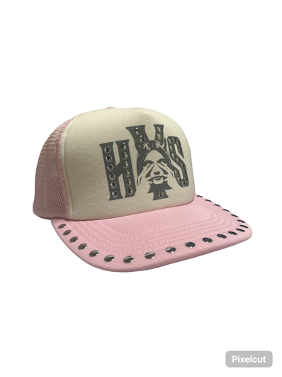 HYSTERIC GLAMOUR See No Evil Studded Mesh Cap "Pink"