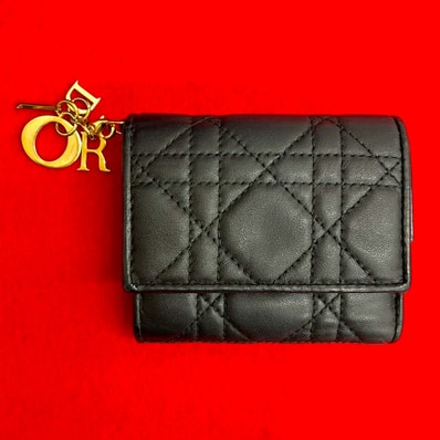 Christian Dior ディオール カナージュ レザー 三つ折り財布 ブラック
13140