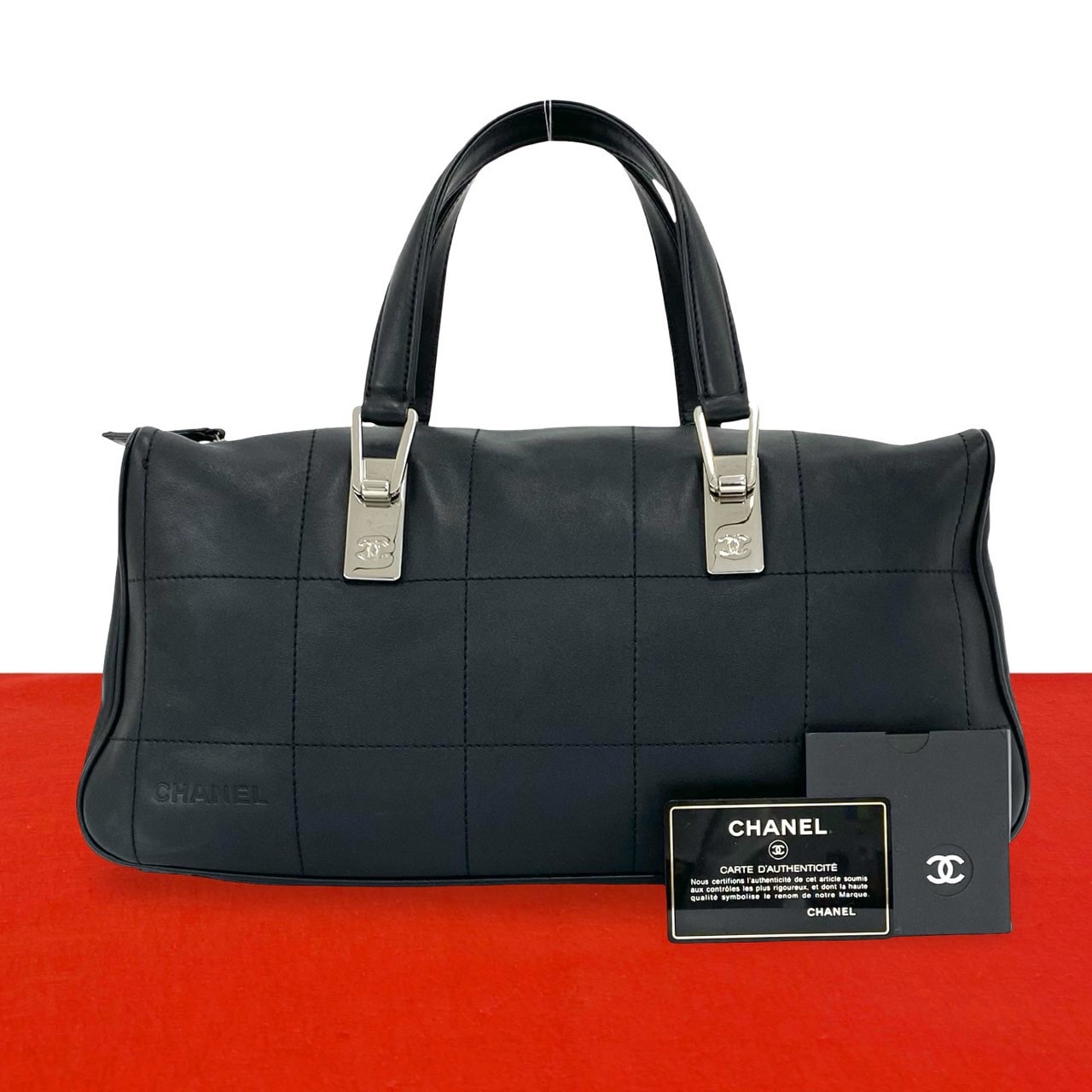 CHANEL シャネル チョコバー ココマーク レザー ハンドバッグ ブラック
 182-2
