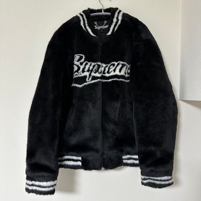 Supreme Faux Fur Varsity Jacket "Black"