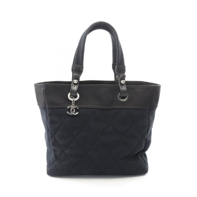 シャネル CHANEL パリビアリッツMM トートバッグ バッグ キャンバス レザー レディース ブラック系 【中古】
