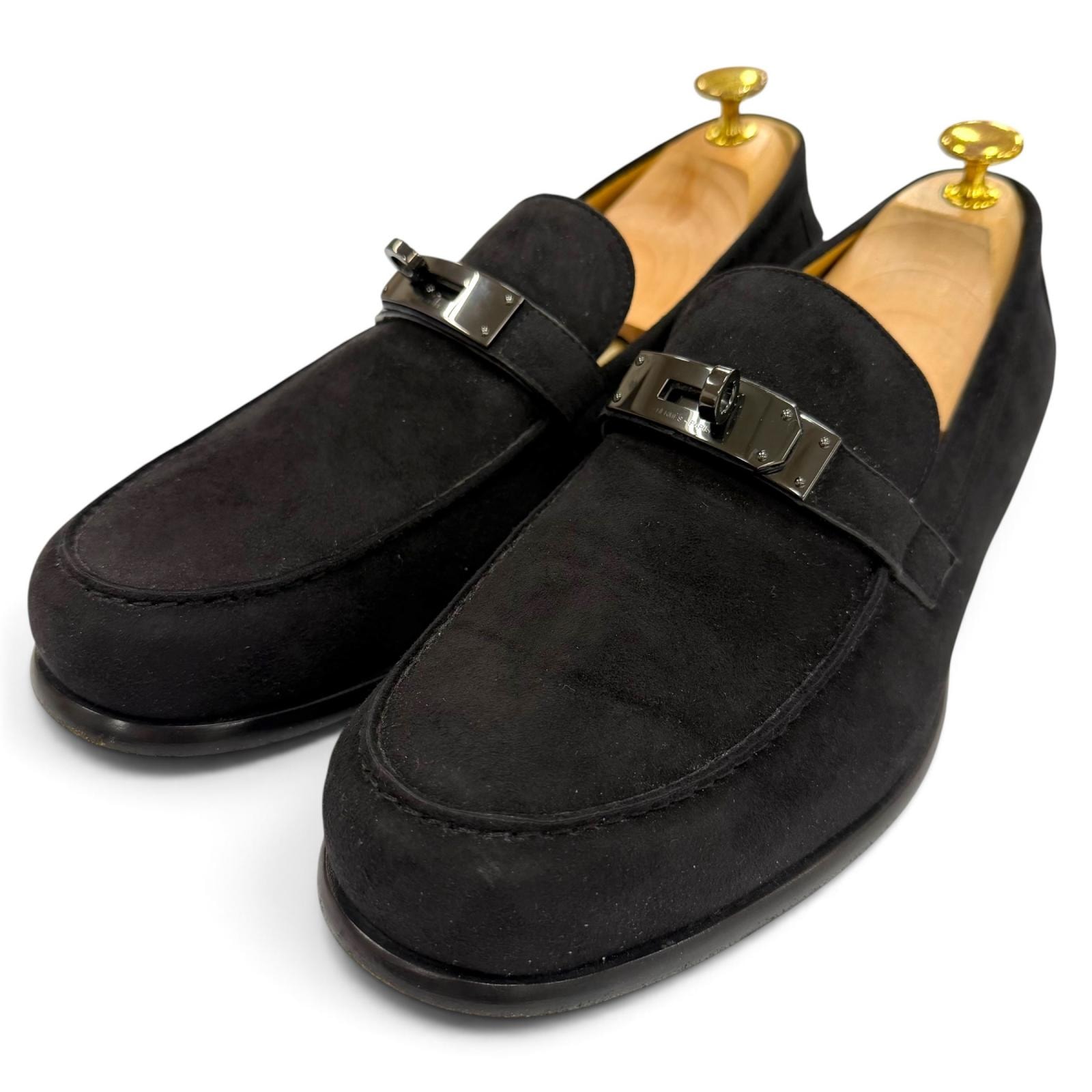 美品 エルメス ローファー ブラック メンズ 42.5