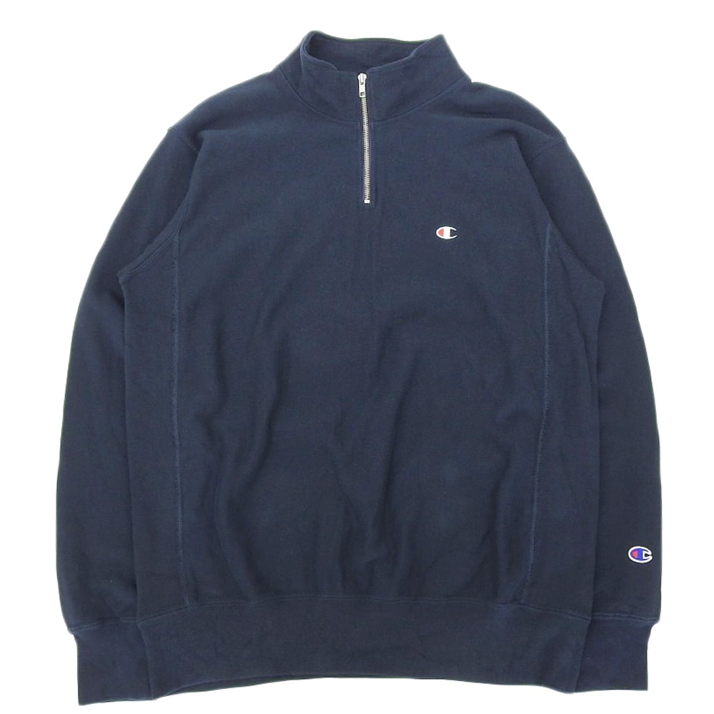 チャンピオン REVERSE WEAVE HALF ZIP SWEATSHIRT プルオーバースウェット トップス メンズ ネイビー L C3-Z005 L