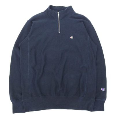 チャンピオン REVERSE WEAVE HALF ZIP SWEATSHIRT プルオーバースウェット トップス メンズ ネイビー L C3-Z005 L