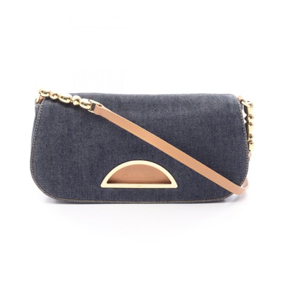 ディオール Dior マリスパール ショルダーバッグ バッグ デニム レザー レディース ネイビー系 / ベージュ系 【中古】