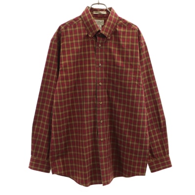 L.L.Bean エルエルビーン チェック柄 長袖 ボタンダウンシャツ M レッド系 アウトドア