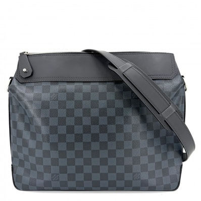 LOUIS VUITTON ルイヴィトン ショルダーバッグ メッセンジャーグリニッジ ビジネスバッグ 肩掛け 斜め掛け N41348 ネイビー 紺 ブラック 黒 シルバー金具 メンズ【中古品】