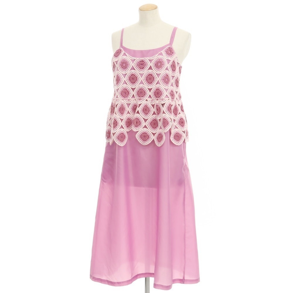 【中古】コムデギャルソン コムデギャルソン COMME des GARCONS COMME des GARCONS 2023年春夏 コットンポリエステル レース キャミソールワンピース ライトパープル【サイズS】【レディース】