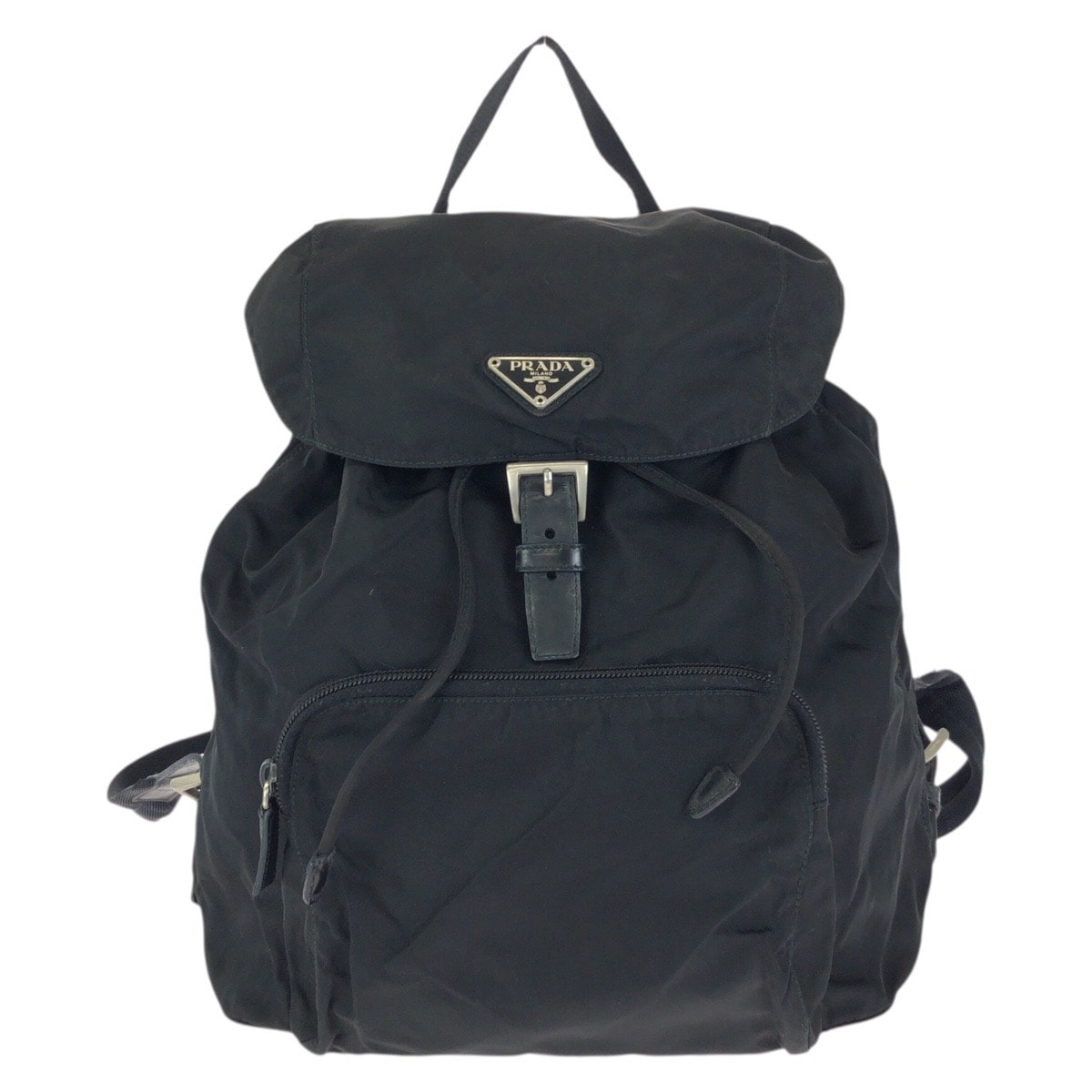 PRADA プラダ テスート 三角ロゴプレート ブラック 黒 シルバー金具 ナイロン リュックサック バックパック 602416 【中古】