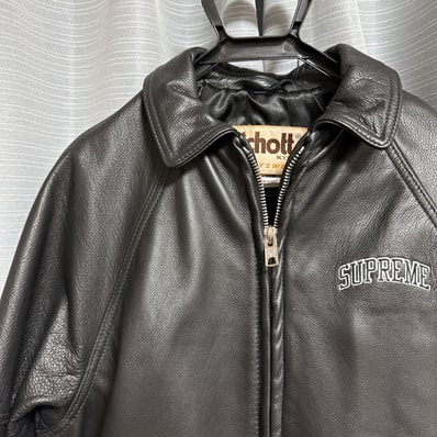 Supreme / Martin Wong Schott 8-Ball Leather Varsity Jacket "Black"