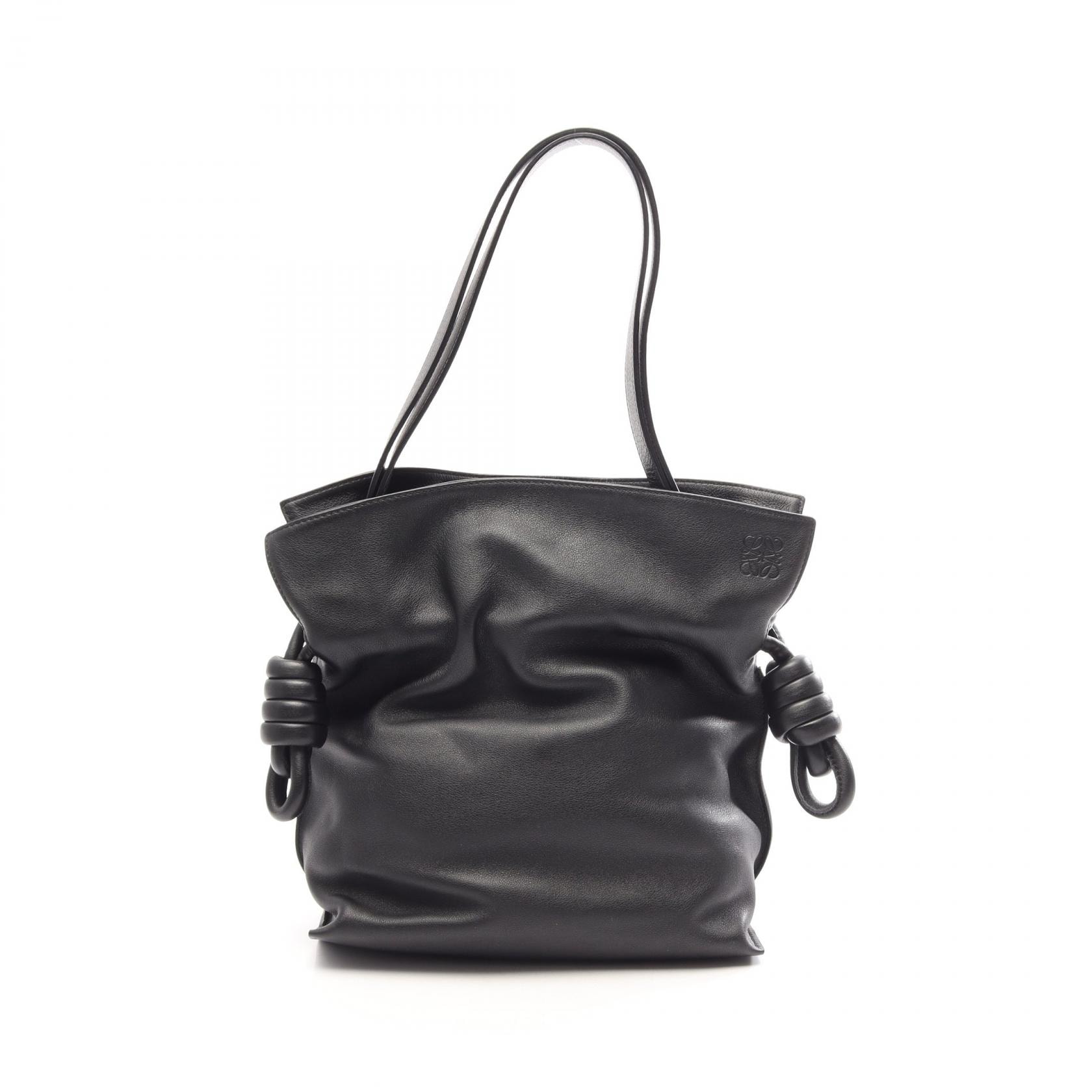 ロエベ LOEWE フラメンコ ノット スモール ショルダーバッグ バッグ レザー レディース ブラック系 【中古】