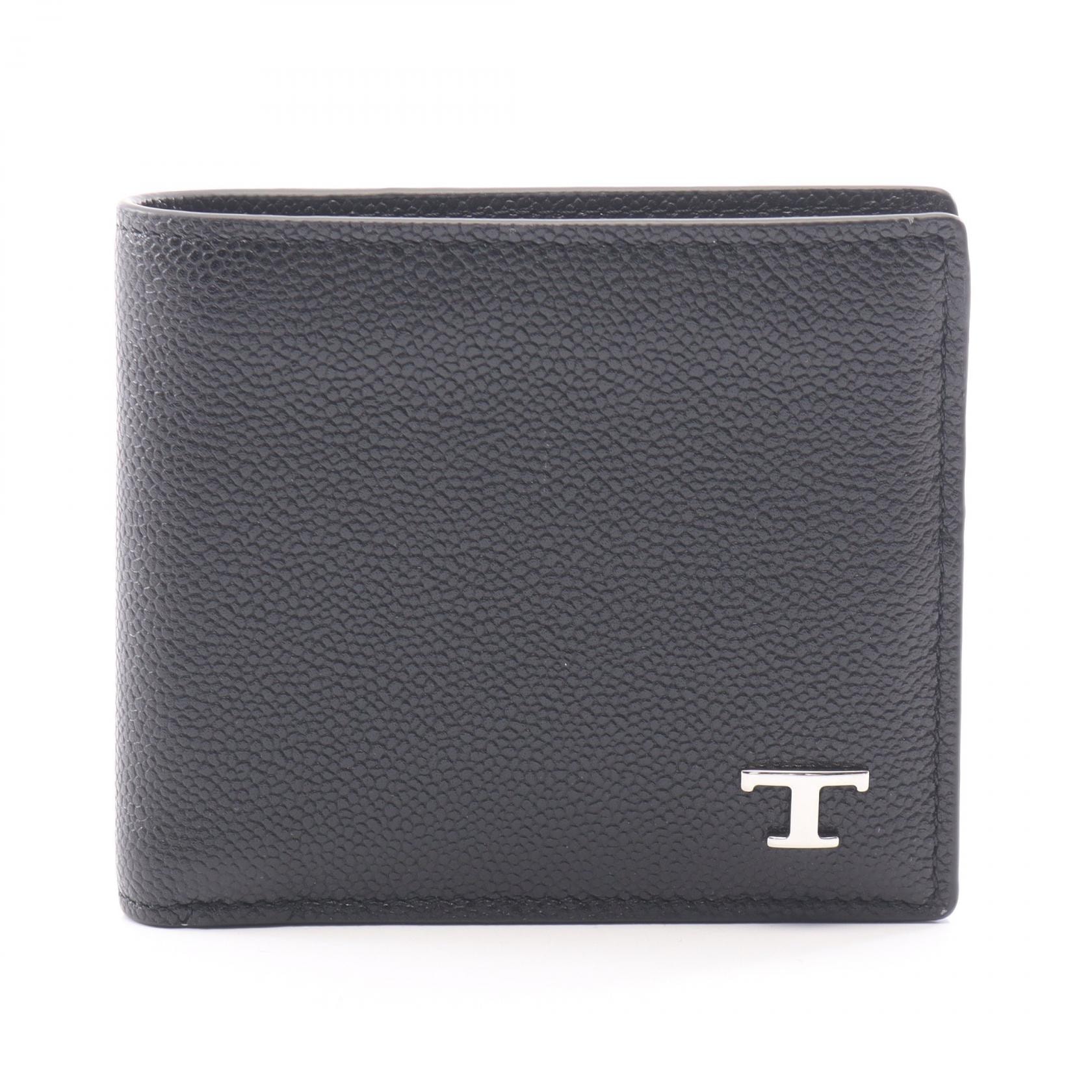トッズ TOD'S Tタイムレス 二つ折り財布 財布 レザー メンズ ブラック系 XAMTSYBB300UGAB999 【新品】