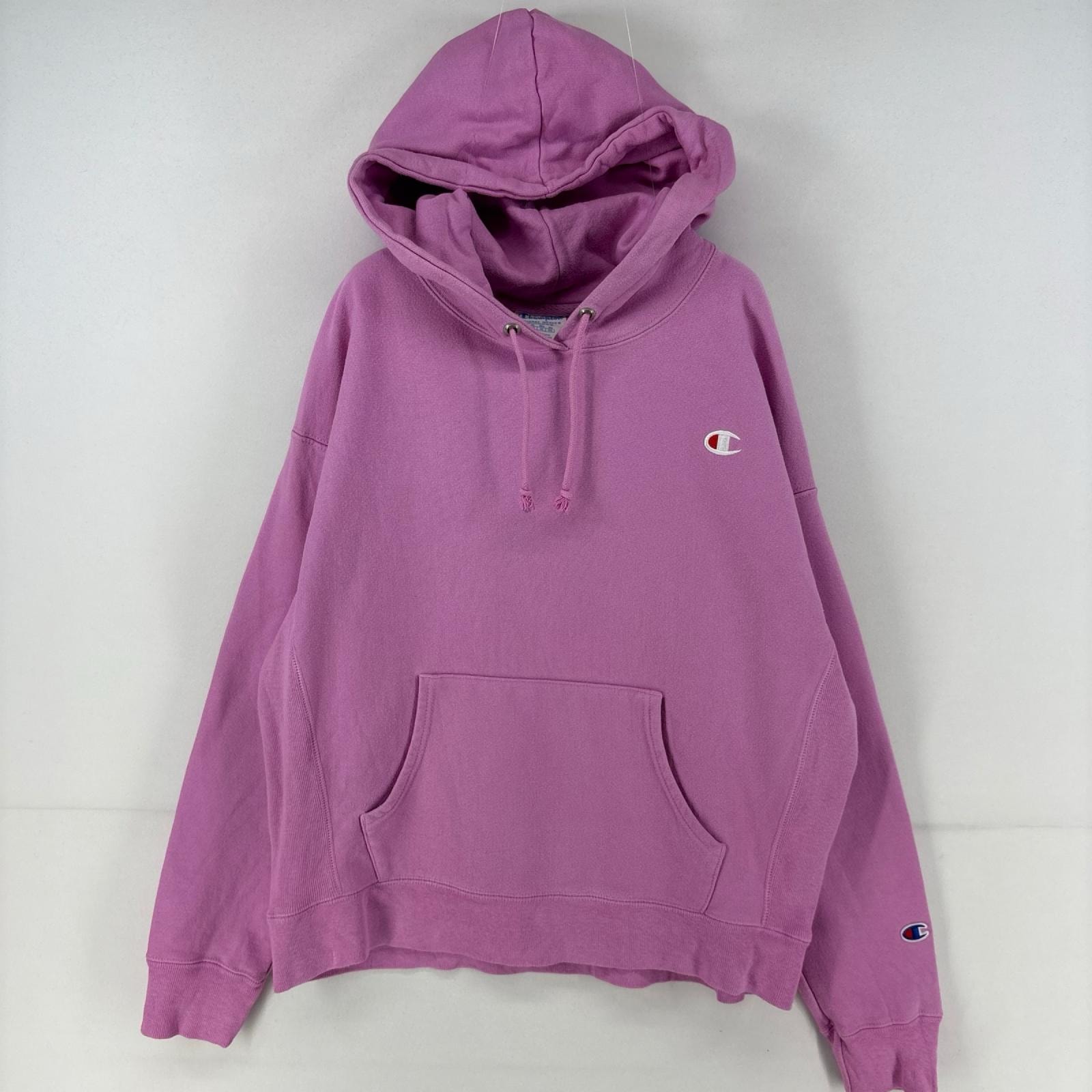 古着 チャンピオン Champion スウェット リバースウィーブ ワンポイント ロゴ スウェット XL  ピンク 無地 レディース