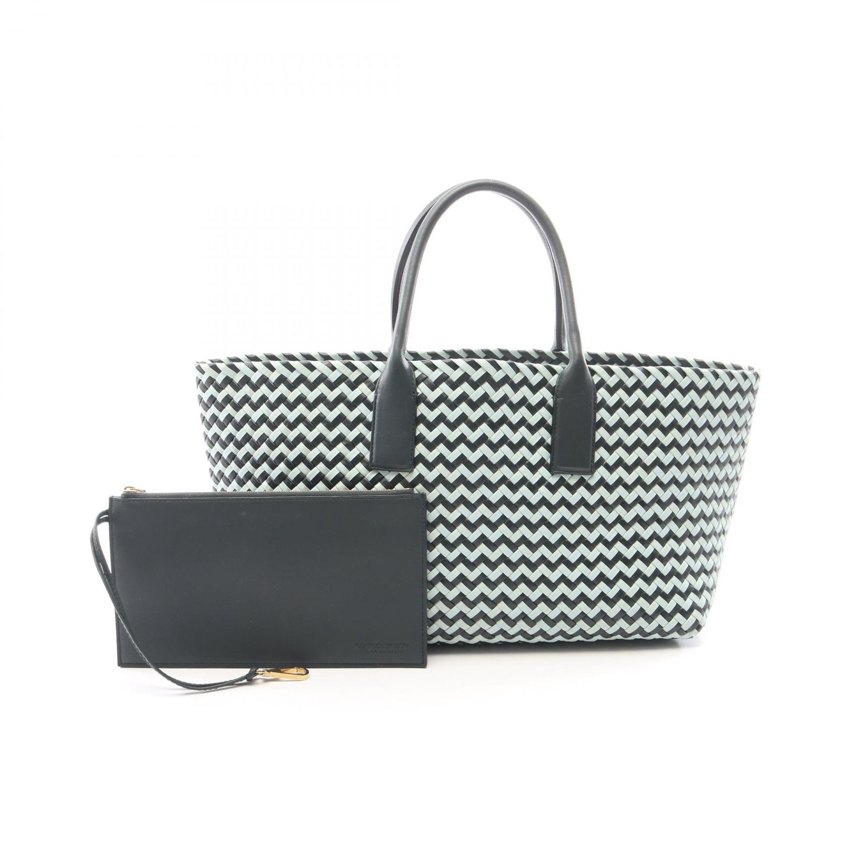 ボッテガヴェネタ BOTTEGA VENETA イントレチャート トートバッグ バッグ レザー レディース グリーン系 / ブルー系 【中古】