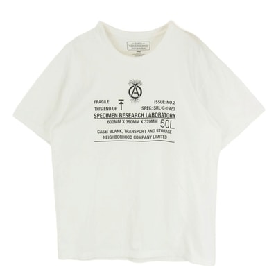 NEIGHBORHOOD ネイバーフッド Tシャツ SRL アイコンマーク メッセージ プリント ショートスリーブ 半袖 Tシャツ ホワイト系 L【中古】