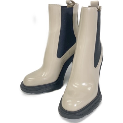 アレキサンダーマックイーン 【新品同様】21年製 678530 パテント ハイヒール サイドゴアブーツ 36 1/2