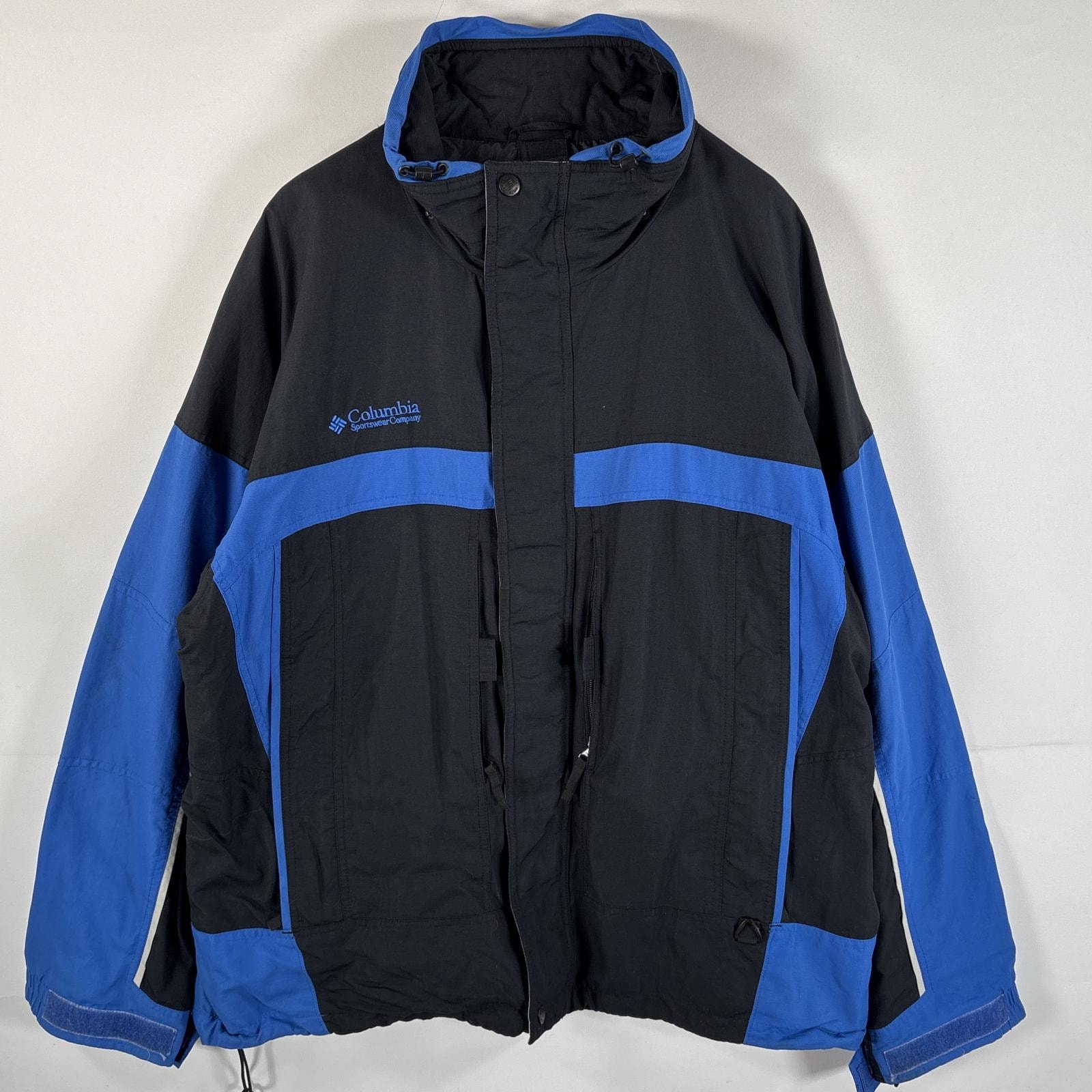古着 コロンビア Columbia マウンテンジャケット 大きいサイズ Boulder Ridge ワンポイントロゴ刺繍 XL ブラック ブルー ツートン メンズ