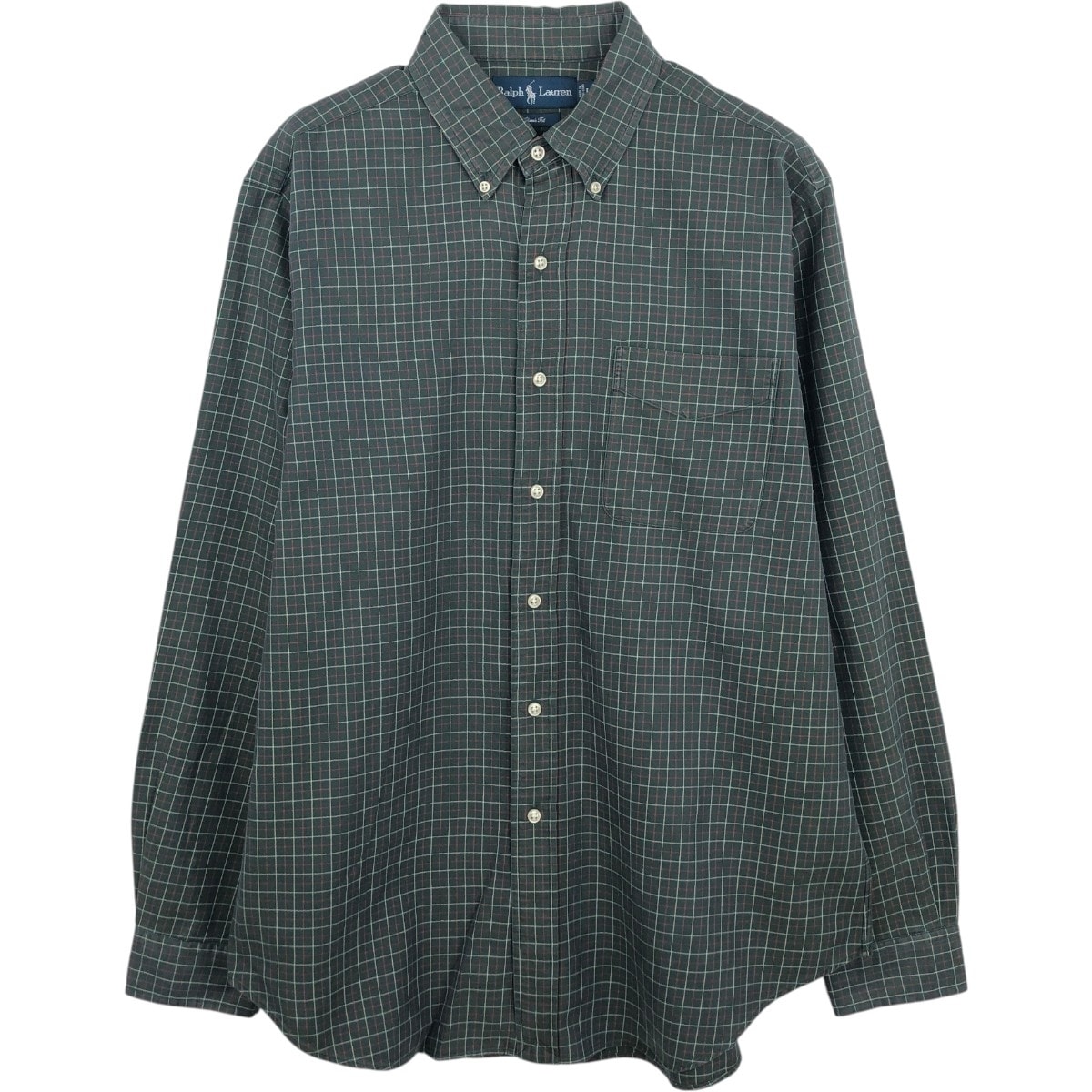 古着 ラルフローレン Ralph Lauren CLASSIC FIT 半袖 ボタンダウン チェックシャツ メンズL相当/eaa661296