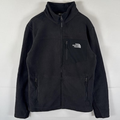 古着 ザ・ノースフェイス THE NORTH FACE フルジップフリースジャケット ワンポイントロゴ アウトドア 裏地ボア S ブラック メンズ