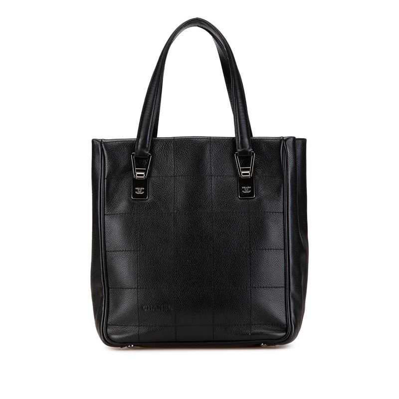 シャネル チョコバー ココマーク トートバッグ ブラック キャビアスキン レディース CHANEL 【中古】