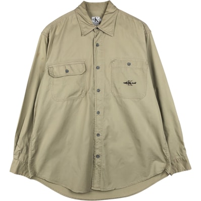 古着 90~00年代 カルバンクライン Calvin klein JEANS 長袖 コットンシャツ メンズL相当/eaa647678
