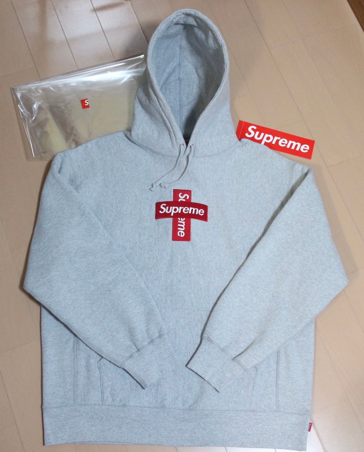 Supreme Cross Box Logo Hooded Sweatshirt "Grey"
