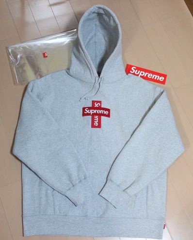 Supreme Cross Box Logo Hooded Sweatshirt "Grey"