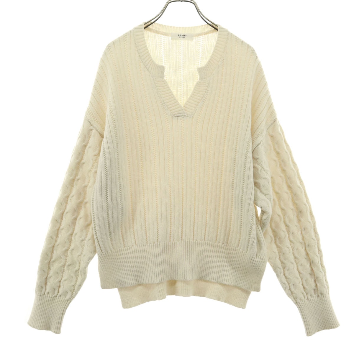 BEAMS HEART ビームスハート 長袖 Vネック ニット ホワイト系