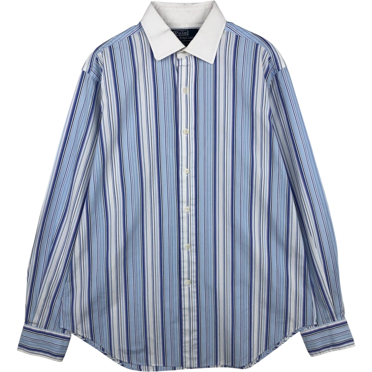 古着 ラルフローレン Ralph Lauren POLO by Ralph Lauren Philip Fine Two-ply 100's ストライプ柄 クレリックシャツ メンズL相当/eaa614981