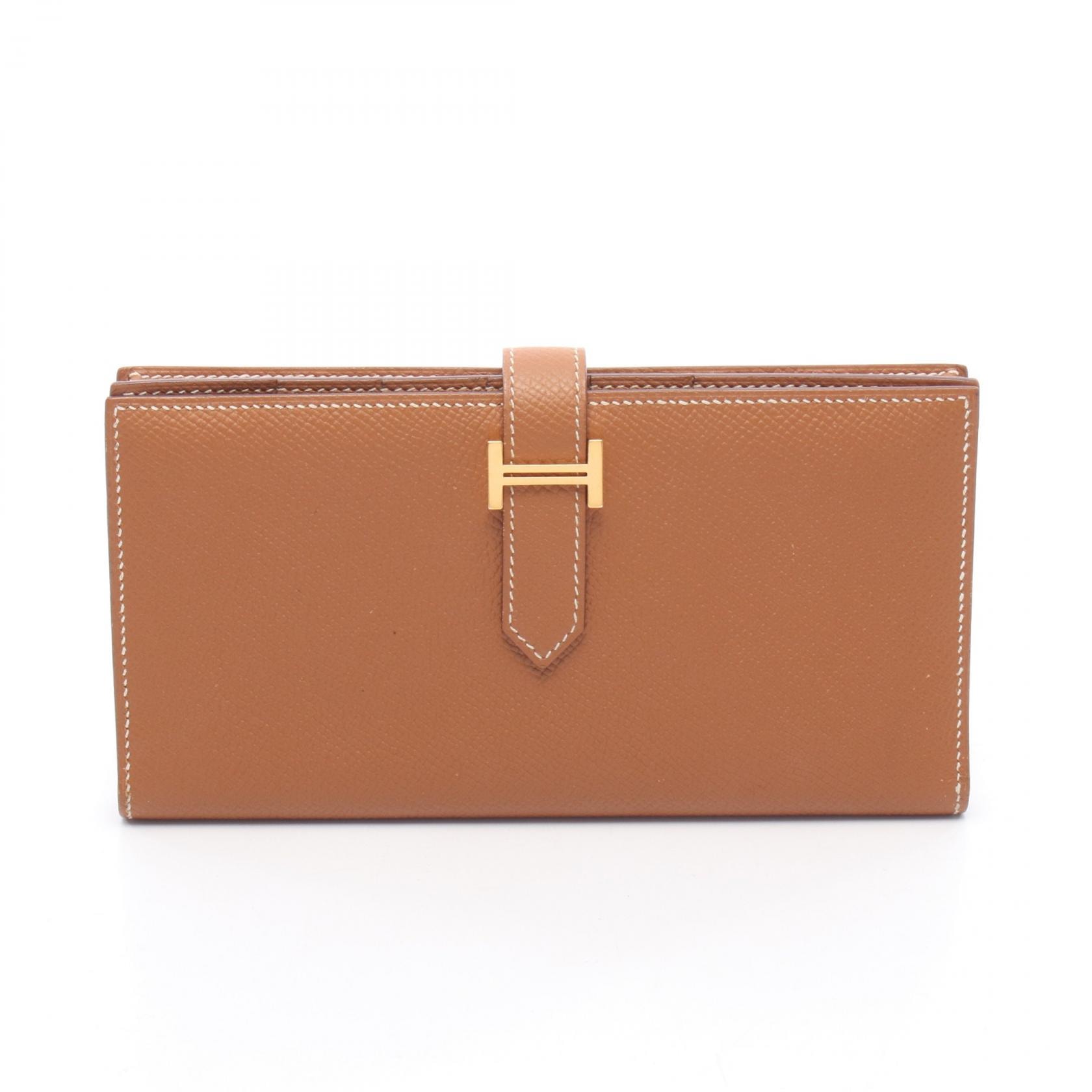 エルメス HERMES ベアンスフレ 二つ折り長財布 財布 レザー カーフ(牛革) ヴォーエプソン ヴォーエプソン ゴールド C刻印(2018年製造) レディース ブラウン系 【中古】