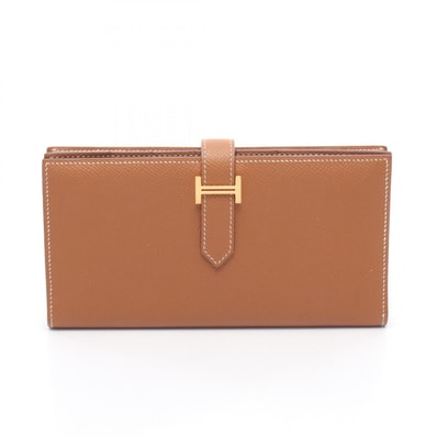 エルメス HERMES ベアンスフレ 二つ折り長財布 財布 レザー カーフ(牛革) ヴォーエプソン ヴォーエプソン ゴールド C刻印(2018年製造) レディース ブラウン系 【中古】