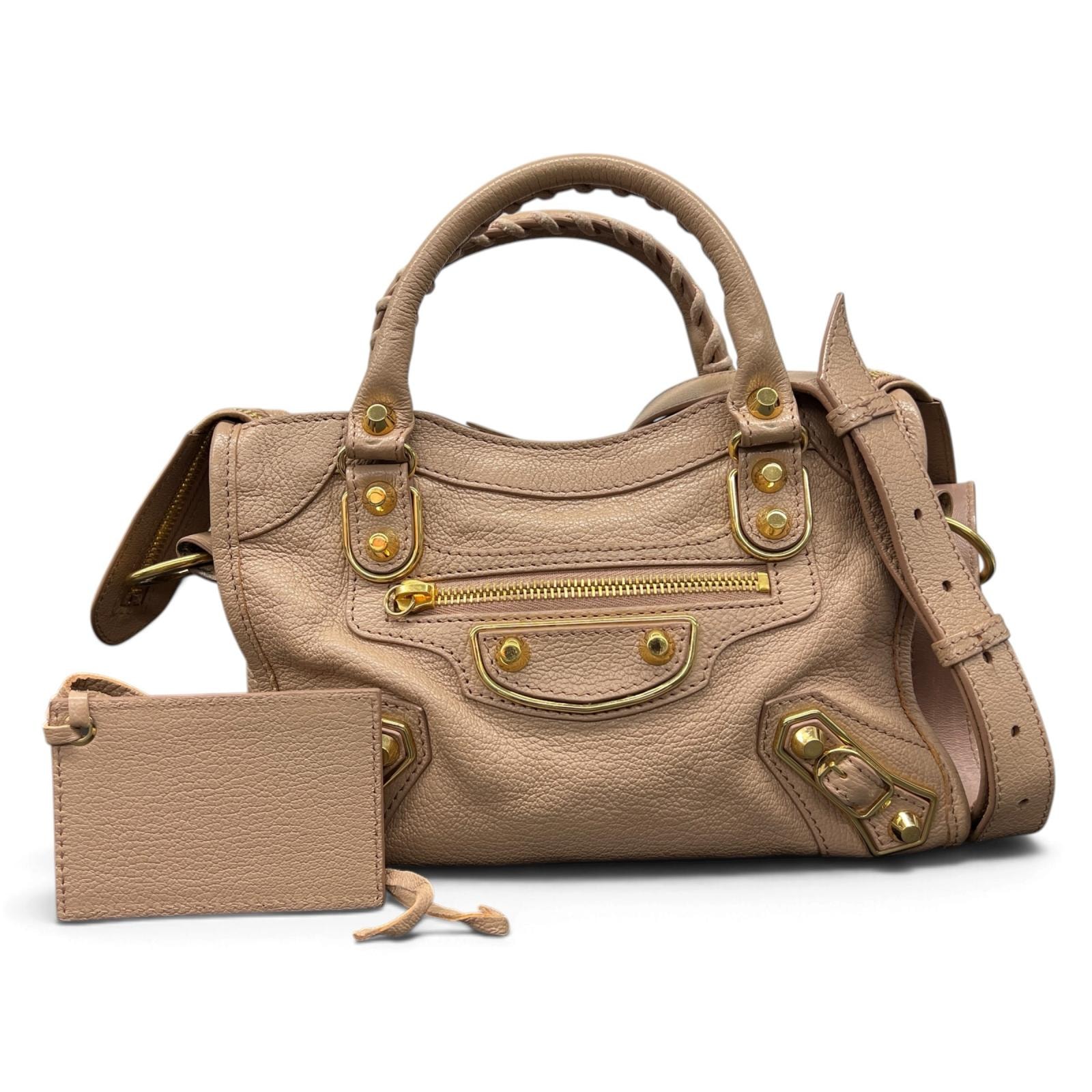 BALENCIAGA 希少カラー 美品 バレンシアガ クラシック メタルエッジ ミニシティ 2way ハンドバッグ ショルダーバッグ 390160 レザー ベージュ Y2K ABランク 中古 鑑定済 バレンシアガバッグ