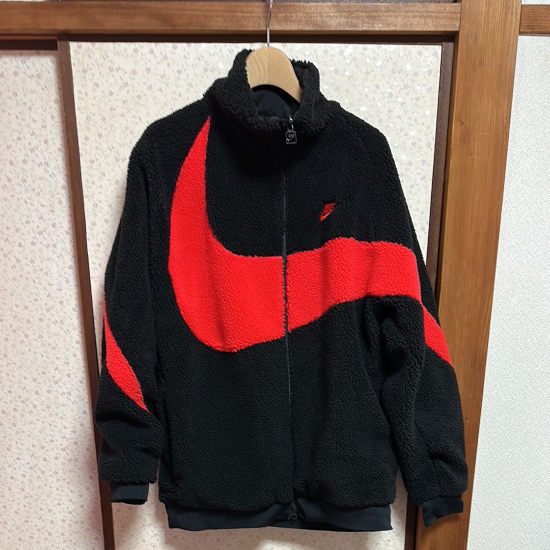 Nike Big Swoosh Reversible Boa Jacket  "Black Chili Red"