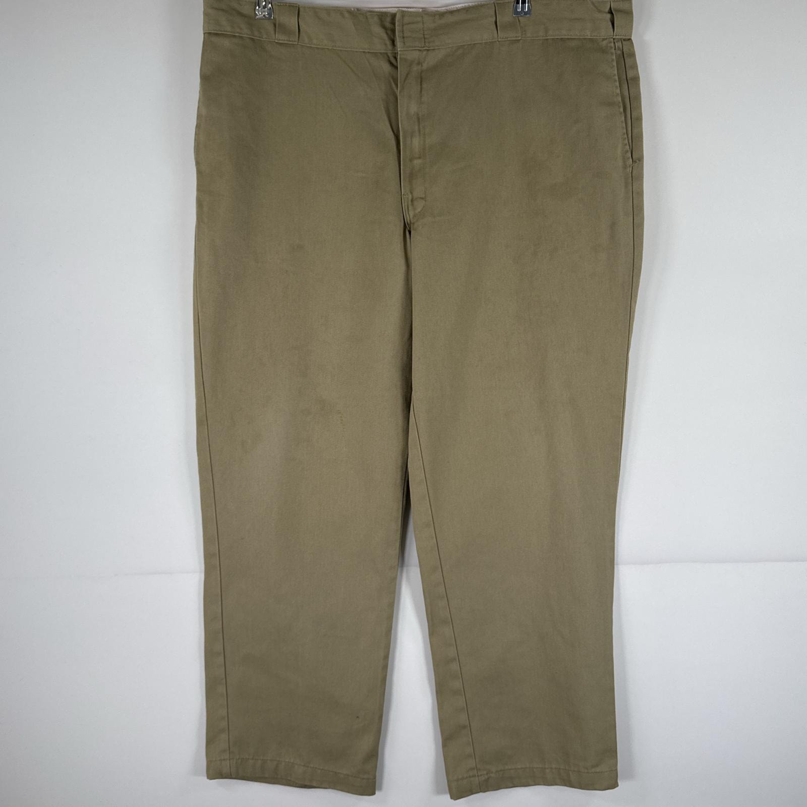 古着 ディッキーズ Dickies ワークパンツ ストレート 作業着 大きいサイズ 874 オリジナルフィット ワンポイント  ベージュ メンズ