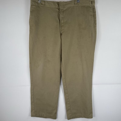 古着 ディッキーズ Dickies ワークパンツ ストレート 作業着 大きいサイズ 874 オリジナルフィット ワンポイント ベージュ メンズ