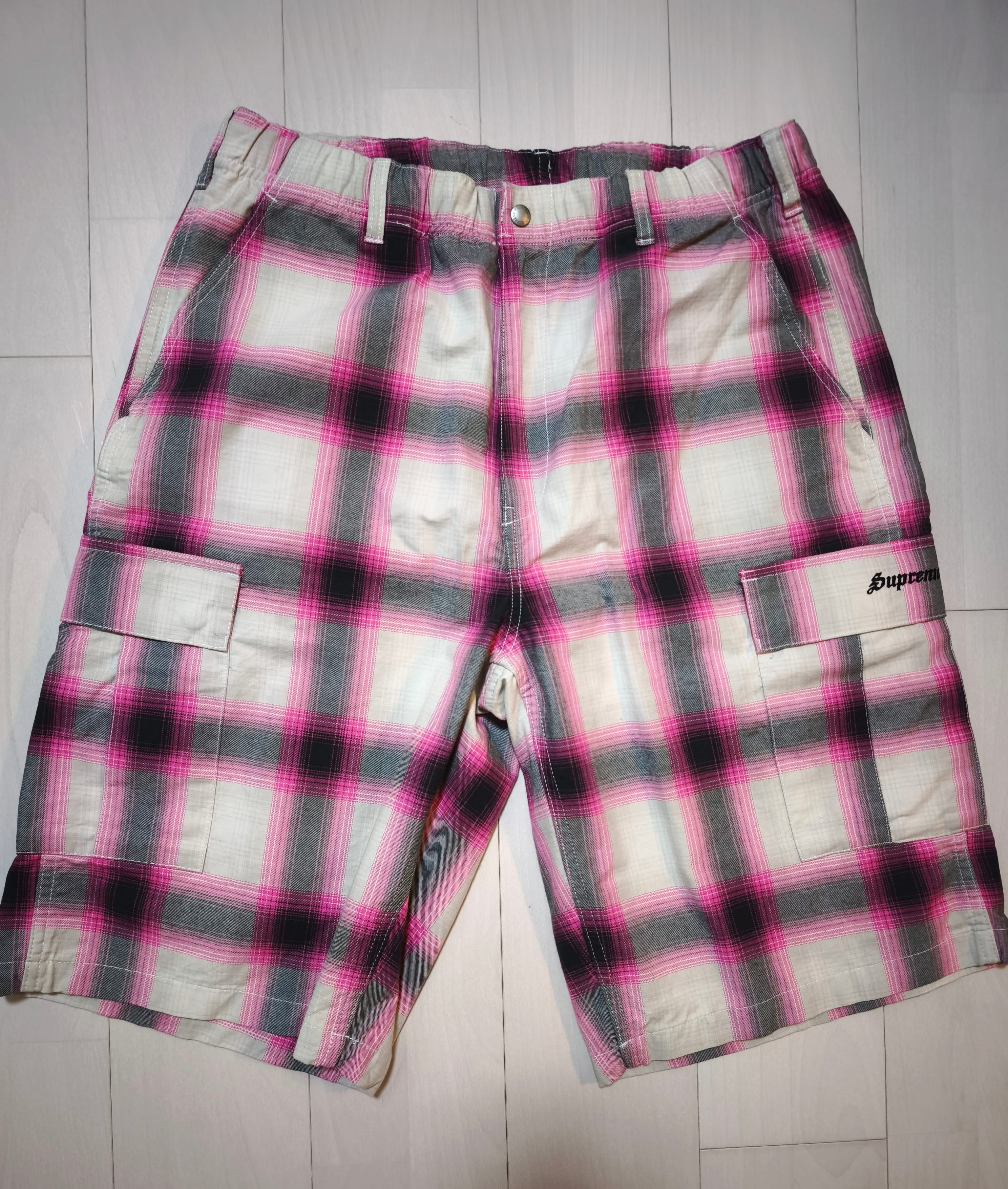 Supreme Shadow Plaid Cargo Short "Pink"
