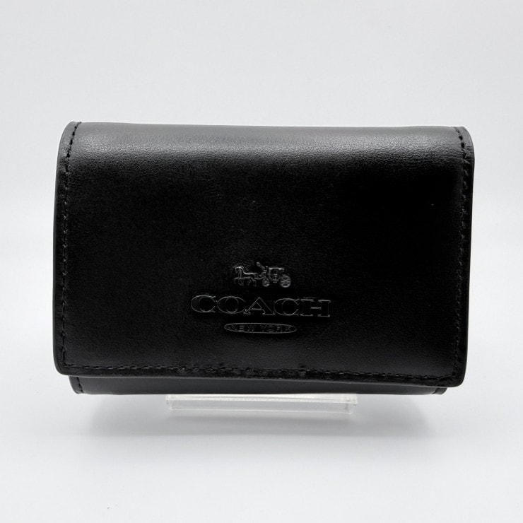 COACH(コーチ)マイクロ ウォレット CP260 三つ折り財布 ブラック レザー