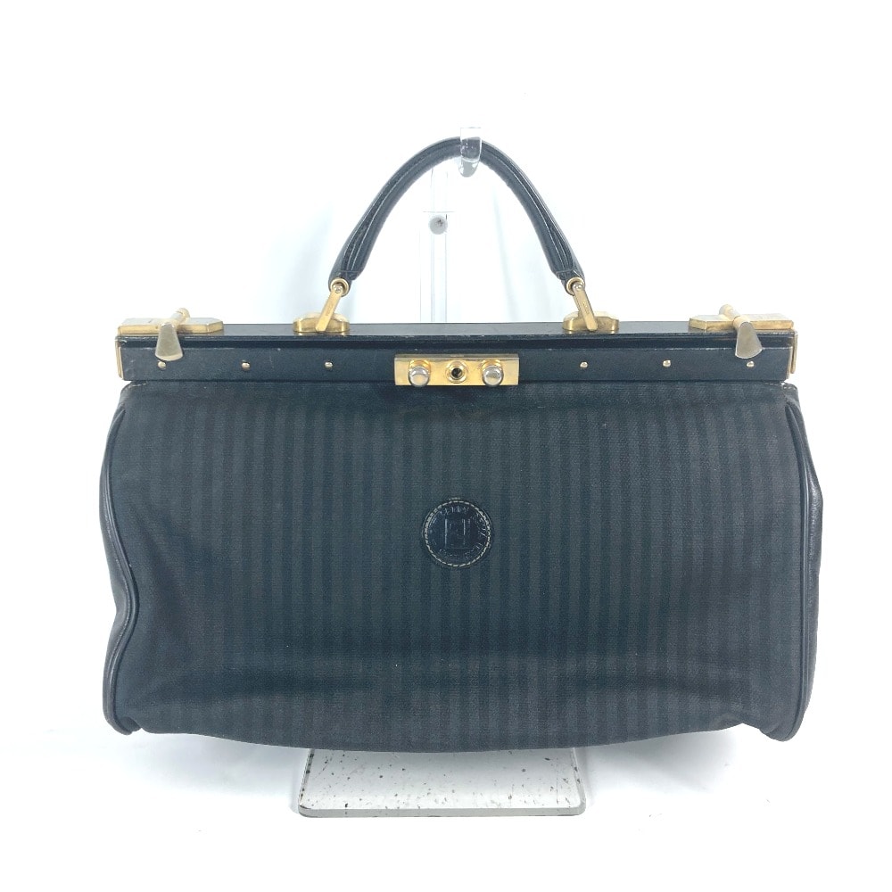 フェンディ FENDI ドクターバッグ ペカン ヴィンテージ カバン ハンドバッグ レザー/PVC ブラック
