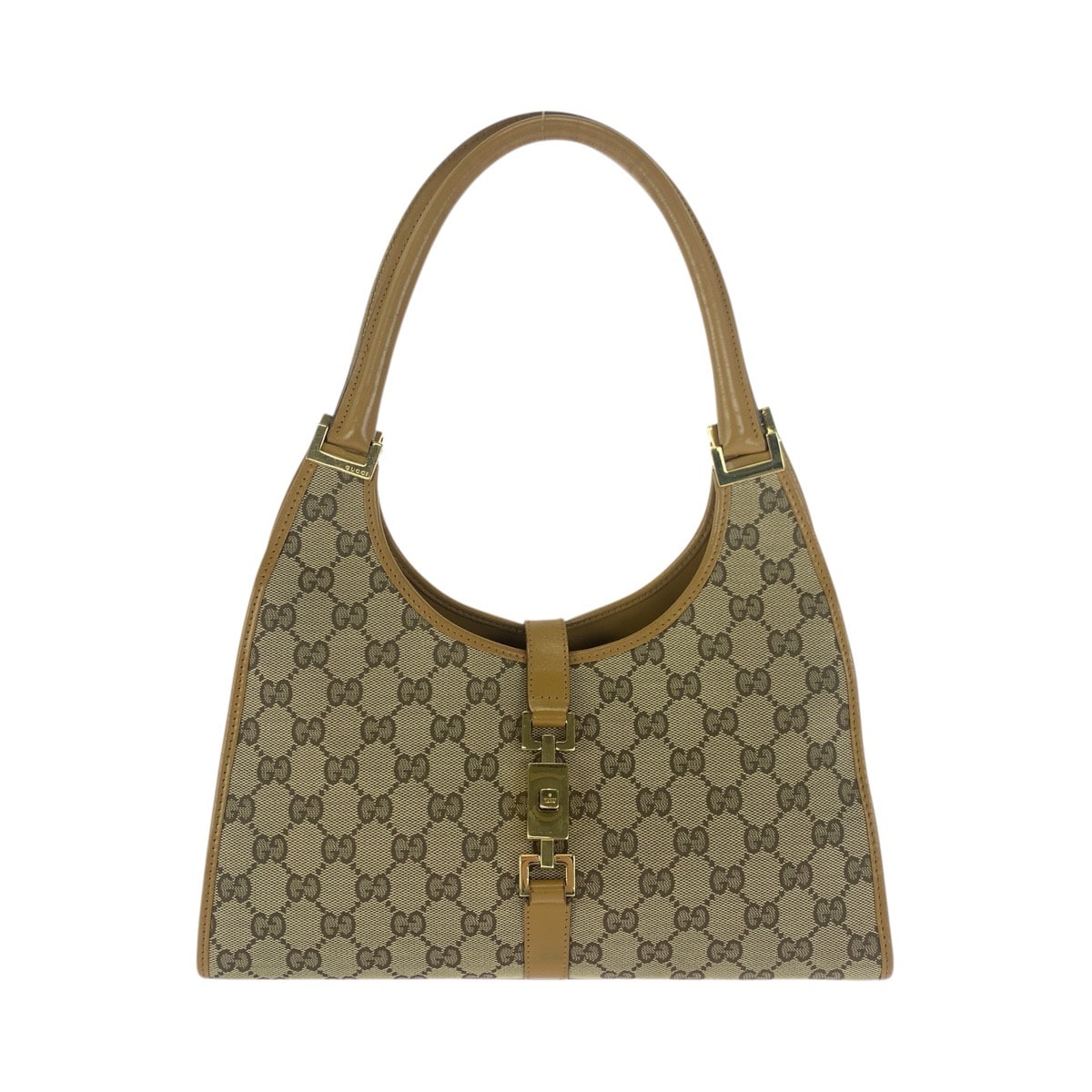 美品 GUCCI グッチ ジャッキー ベージュ ライトブラウン ゴールド金具 GGキャンバス レザー/ ショルダーバッグ ハンドバッグ 601722 【中古】